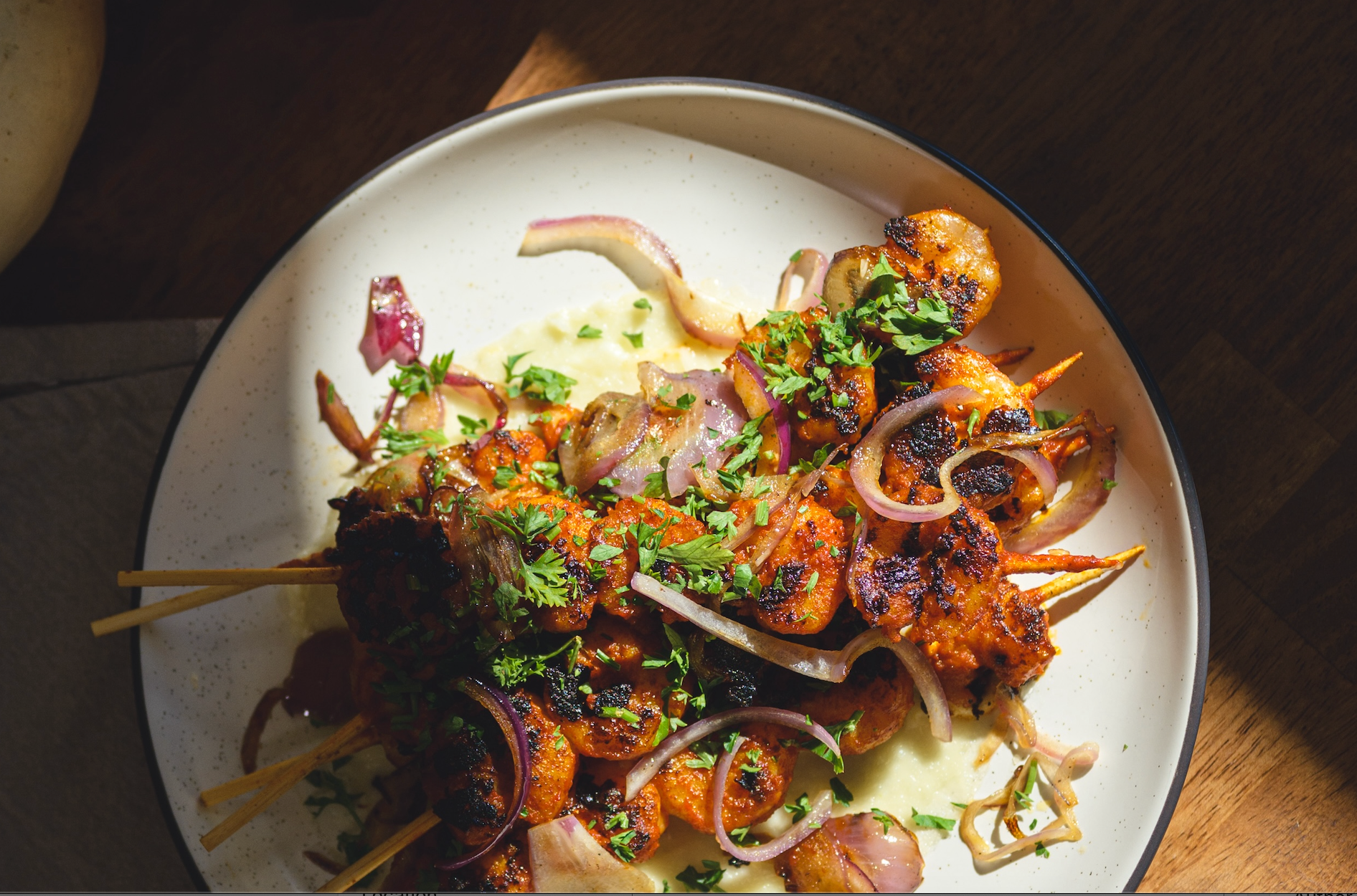 Shrimp Shawarma with Toum