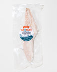 Packaged wild rockfish with a Wild for Salmon label on a white background