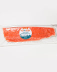Packaged salmon fillet with a visible Wild for Salmon label on a white background