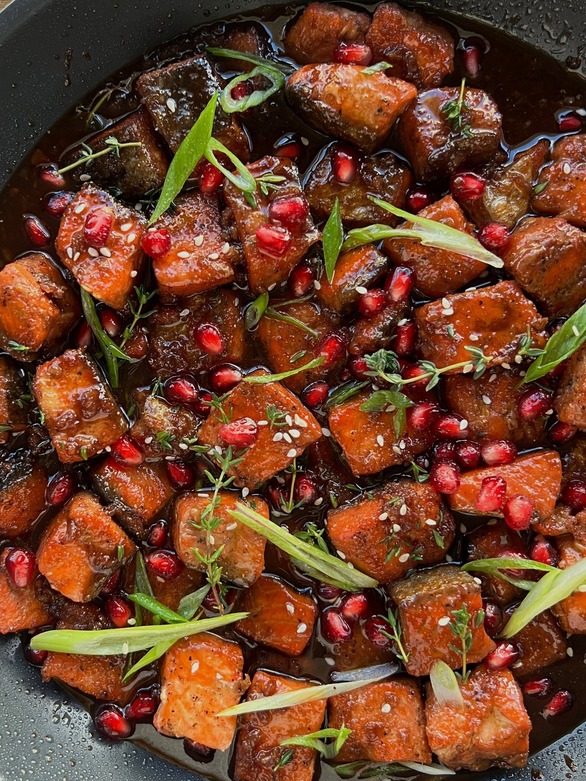 Sticky Pomegranate Glazed Salmon