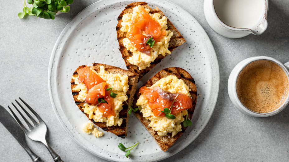 Nova Style Smoked Sockeye Salmon with Scrambled Eggs on Toast
