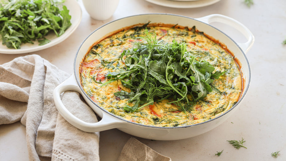 Smoked Salmon Frittata with Feta Herbs Topped with Arugula Salad – Wild ...