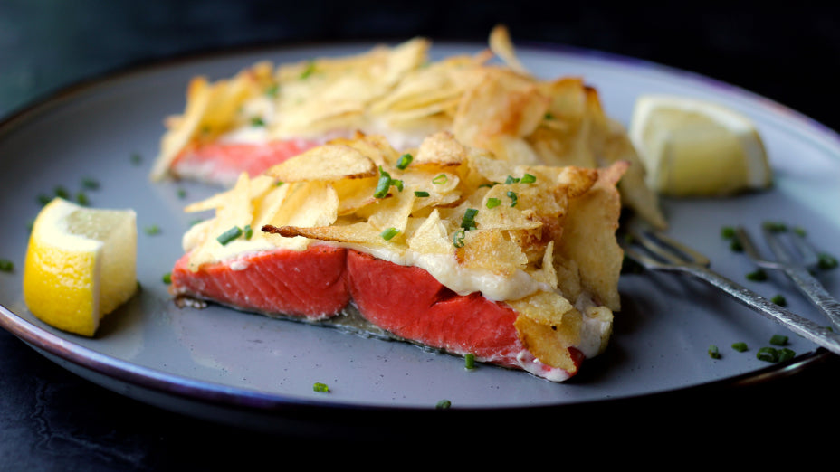 Potato Chip Crusted Sockeye Salmon