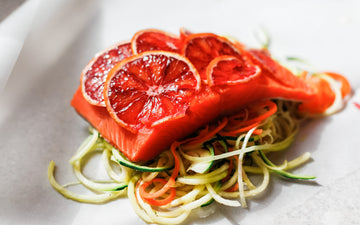 Citrusy Salmon Packets with Zoodles and Cilantro Chutney from Annie Fenn