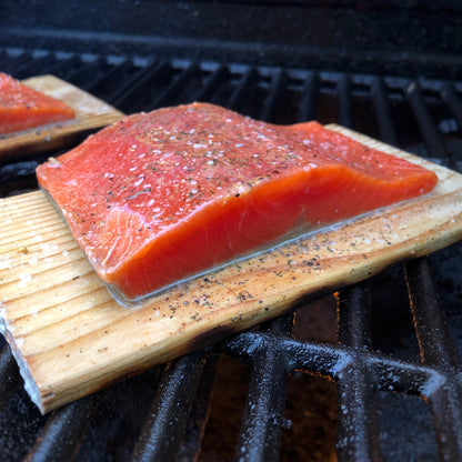 Seasoned Sockeye Portion on Cedar Plank