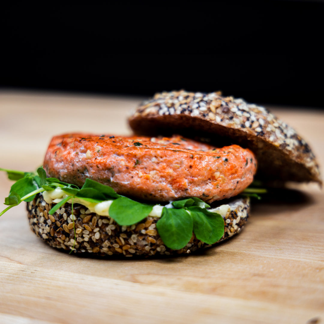 Garlic Sockeye Salmon Burgers